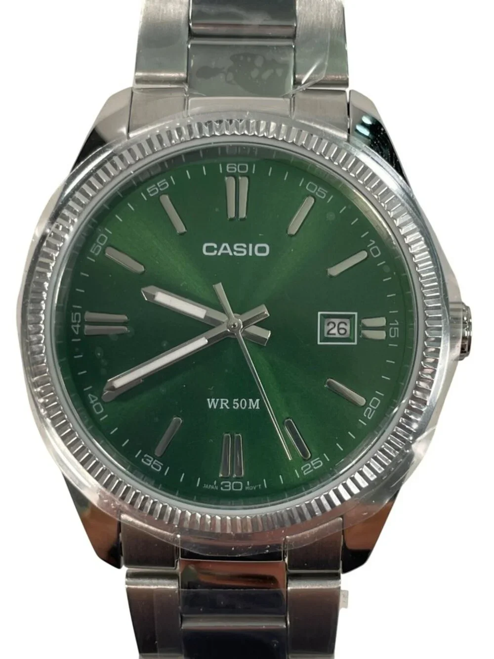Casio Green Dial Stainless Steel Casual Watch MTP1302D-3AV WR 50M Boxed NEW